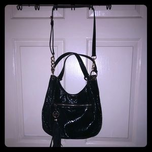 Michael Kors Black patent leather hobo bag